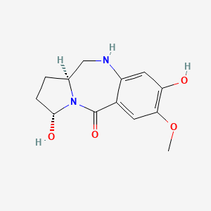 molecular formula C13H16N2O4 B14475080 5H-Pyrrolo(2,1-c)(1,4)benzodiazepin-5-one, 1,2,3,10,11,11a-hexahydro-3,8-dihydroxy-7-methoxy-, (3R-cis)- CAS No. 72274-97-6