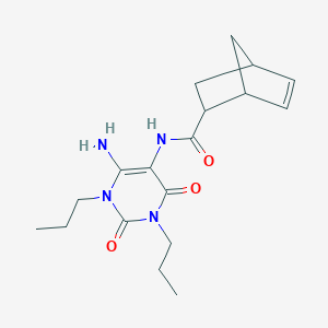 molecular formula C18H26N4O3 B144751 N-(4-amino-2,6-dioxo-1,3-dipropylpyrimidin-5-yl)bicyclo[2.2.1]hept-5-ene-2-carboxamide CAS No. 136199-20-7