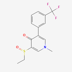 molecular formula C15H14F3NO2S B14475119 4(1H)-Pyridinone, 3-(ethylsulfinyl)-1-methyl-5-(3-(trifluoromethyl)phenyl)- CAS No. 71792-07-9