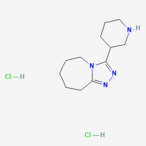 molecular formula C12H22Cl2N4 B1447513 3-piperidin-3-yl-6,7,8,9-tetrahydro-5H-[1,2,4]triazolo[4,3-a]azepine dihydrochloride CAS No. 1443423-29-7