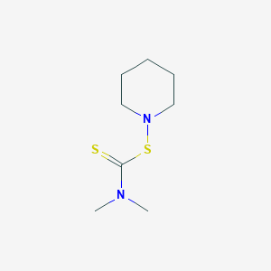 molecular formula C8H16N2S2 B14475156 Piperidine, 1-[[(dimethylamino)thioxomethyl]thio]- CAS No. 66232-66-4