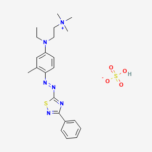 molecular formula C22H30N6O4S2 B14475357 2-[N-ethyl-3-methyl-4-[(3-phenyl-1,2,4-thiadiazol-5-yl)diazenyl]anilino]ethyl-trimethylazanium;hydrogen sulfate CAS No. 71873-55-7