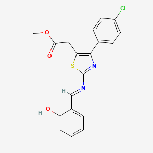 4-(p-Chlorophenyl)-2-((o-hydroxybenzylidene)amino)thiazole-5-acetic acid methyl ester