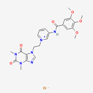 molecular formula C24H27BrN6O6 B14475621 Pyridinium, 1-(2-(1,3-dimethyl-2,6-dioxo-2,3,6,7-tetrahydro-1H-purin-7-yl)ethyl)-3-((3,4,5-trimethoxybenzoyl)amino)-, bromide CAS No. 70919-93-6