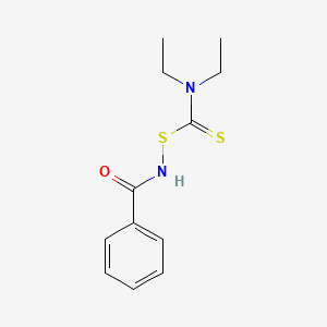 molecular formula C12H16N2OS2 B14475653 N-[(Diethylcarbamothioyl)sulfanyl]benzamide CAS No. 72731-64-7