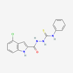 1H-Indole-2-carboxylic acid, 4-chloro-, 2-((phenylamino)thioxomethyl)hydrazide