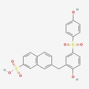 molecular formula C23H18O7S2 B14476083 2-Naphthalenesulfonic acid, 7-[[2-hydroxy-5-[(4-hydroxyphenyl)sulfonyl]phenyl]methyl]- CAS No. 66214-40-2