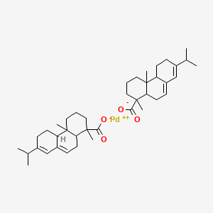 molecular formula C40H58O4Pd B14476158 1-Phenanthrenecarboxylic acid, 1,2,3,4,4a,4b,5,6,10,10a-decahydro-1,4a-dimethyl-7-(1-methylethyl)-, palladium(2+) salt, (1R,4aR,4bR,10aR)- CAS No. 67816-10-8