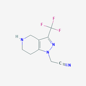 molecular formula C9H9F3N4 B1447619 1H-吡唑并[4,3-c]吡啶-1-乙腈，4,5,6,7-四氢-3-(三氟甲基)- CAS No. 1367783-78-5