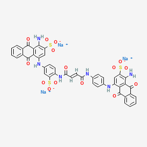 molecular formula C44H27N6Na3O15S3 B14476373 2-Anthracenesulfonic acid, 1-amino-4-((4-((4-((4-((4-amino-9,10-dihydro-9,10-dioxo-3-sulfo-1-anthracenyl)amino)phenyl)amino)-1,4-dioxo-2-butenyl)amino)-3-sulfophenyl)amino)-9,10-dihydro-9,10-dioxo-, trisodium salt CAS No. 71873-44-4