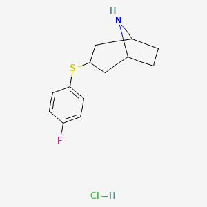 molecular formula C13H17ClFNS B1447646 3-[(4-Fluorophenyl)sulfanyl]-8-azabicyclo[3.2.1]octane hydrochloride CAS No. 1823268-67-2