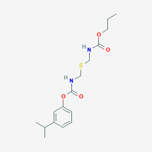 molecular formula C16H24N2O4S B14476477 Carbamic acid, thiobis(N-methyl-, 3-isopropylphenyl propyl ester CAS No. 65907-45-1