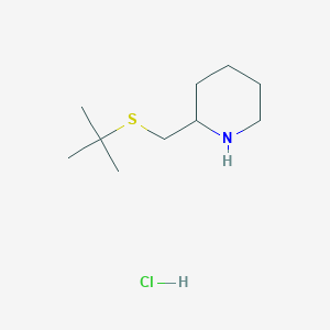 molecular formula C10H22ClNS B1447648 2-[(Tert-butylsulfanyl)methyl]piperidine hydrochloride CAS No. 1820639-50-6