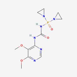 molecular formula C11H17N6O4P B14476509 Urea, 1-(di(1-aziridinyl)phosphinyl)-3-(5,6-dimethoxy-4-pyrimidinyl)- CAS No. 65101-40-8