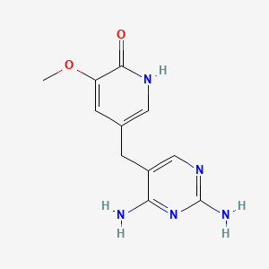 molecular formula C11H13N5O2 B14476544 2(1H)-Pyridinone, 5-((2,4-diamino-5-pyrimidinyl)methyl)-3-methoxy- CAS No. 65873-76-9