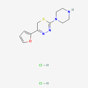 molecular formula C11H16Cl2N4OS B1447655 二盐酸5-(2-呋喃基)-2-哌嗪-1-基-6H-1,3,4-噻二嗪 CAS No. 1426291-04-4