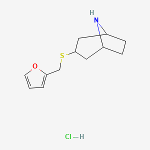 molecular formula C12H18ClNOS B1447656 3-[(Furan-2-ylmethyl)sulfanyl]-8-azabicyclo[3.2.1]octane hydrochloride CAS No. 1823912-39-5