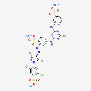 4-((4-Chloro-6-((3-sulphophenyl)amino)-1,3,5-triazin-2-yl)amino)-2-((1-(2,5-dichloro-4-sulphophenyl)-4,5-dihydro-3-methyl-5-oxo-1H-pyrazol-4-yl)azo)benzenesulphonic acid, sodium salt