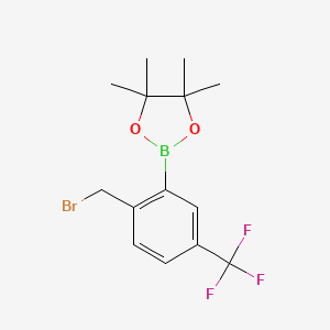 molecular formula C14H17BBrF3O2 B1447697 2-(2-(Bromomethyl)-5-(trifluoromethyl)phenyl)-4,4,5,5-tetramethyl-1,3,2-dioxaborolane CAS No. 1030832-72-4