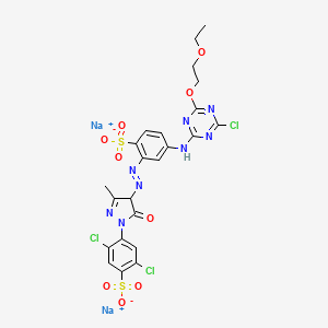 Benzenesulfonic acid, 2,5-dichloro-4-(4-((3-((4-chloro-6-(2-ethoxyethoxy)-1,3,5-triazin-2-yl)amino)-6-sulfophenyl)azo)-4,5-dihydro-3-methyl-5-oxo-1H-pyrazol-1-yl)-, disodium salt