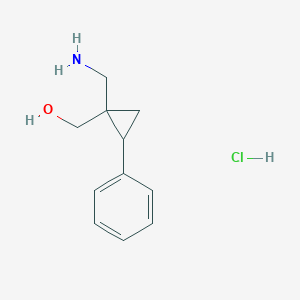 molecular formula C11H16ClNO B1447702 [1-(Aminomethyl)-2-phenylcyclopropyl]methanol hydrochloride CAS No. 1803589-36-7