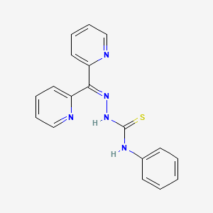 molecular formula C18H15N5S B14477142 Hydrazinecarbothioamide, 2-(di-2-pyridinylmethylene)-N-phenyl- CAS No. 67629-66-7