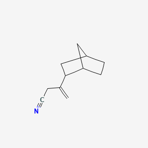 molecular formula C11H15N B14477195 Bicyclo[2.2.1]heptane-2-propanenitrile, beta-methylene- CAS No. 72928-06-4