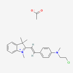 molecular formula C24H29ClN2O2 B14477271 2-(2-(4-((2-Chloroethyl)methylamino)phenyl)vinyl)-1,3,3-trimethyl-3H-indolium acetate CAS No. 72252-45-0