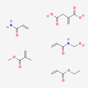 molecular formula C22H34N2O11 B14477274 ethyl prop-2-enoate;N-(hydroxymethyl)prop-2-enamide;2-methylidenebutanedioic acid;methyl 2-methylprop-2-enoate;prop-2-enamide CAS No. 65899-78-7