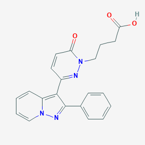 molecular formula C21H18N4O3 B144773 6-Oxo-3-(2-phenylpyrazolo(1,5-a)pyridin-3-yl)-1(6H)-pyridazinebutyric acid CAS No. 131185-37-0