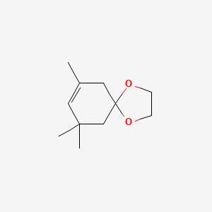 molecular formula C11H18O2 B14477520 1,4-Dioxaspiro[4.5]dec-7-ene, 7,9,9-trimethyl- CAS No. 65339-06-2