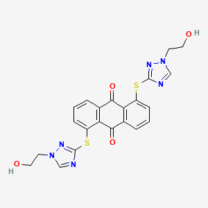 molecular formula C22H18N6O4S2 B14477530 9,10-Anthracenedione, 1,5-bis[[1-(2-hydroxyethyl)-1H-1,2,4-triazol-3-yl]thio]- CAS No. 71673-15-9