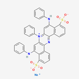 molecular formula C38H25N4NaO6S2 B14477543 Dibenzo(a,j)phenazinium, 7-phenyl-5,9-bis(phenylamino)-4,10-disulfo-, inner salt, monosodium salt CAS No. 72379-52-3