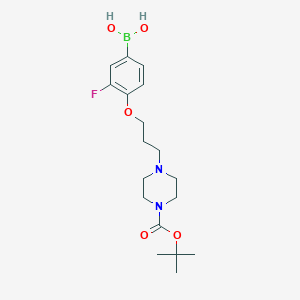 molecular formula C18H28BFN2O5 B1447781 4-(3-(4-(叔丁氧羰基)哌嗪-1-基)丙氧基)-3-氟苯基硼酸 CAS No. 1704064-07-2