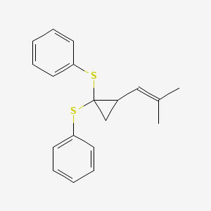 molecular formula C19H20S2 B14477940 [2-(2-Methylprop-1-enyl)-1-phenylsulfanylcyclopropyl]sulfanylbenzene CAS No. 71987-46-7