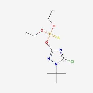 molecular formula C10H19ClN3O3PS B14477980 Phosphorothioic acid, O-[5-chloro-1-(1,1-dimethylethyl)-1H-1,2,4-triazol-3-yl] O,O-diethyl ester CAS No. 68957-49-3