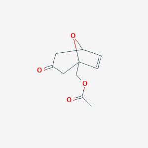 molecular formula C10H12O4 B14478036 (3-Oxo-8-oxabicyclo[3.2.1]oct-6-en-1-yl)methyl acetate CAS No. 69471-70-1