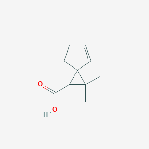 molecular formula C10H14O2 B14478199 2,2-Dimethylspiro[2.4]hept-4-ene-1-carboxylic acid CAS No. 65717-30-8