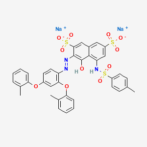 molecular formula C37H29N3Na2O11S3 B14478428 Disodium 3-[[2,4-Bis(2-Methylphenoxy)Phenyl]Azo]-4-Hydroxy-5-[[(P-Tolyl)Sulphonyl]Amino]Naphthalene-2,7-Disulphonate CAS No. 70210-05-8