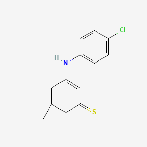 molecular formula C14H16ClNS B14478445 2-Cyclohexene-1-thione, 3-[(4-chlorophenyl)amino]-5,5-dimethyl- CAS No. 72896-09-4