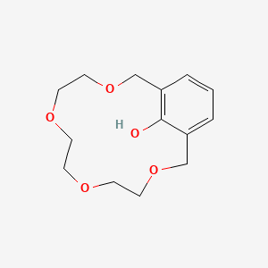 molecular formula C14H20O5 B14478473 3,6,9,12-Tetraoxabicyclo[12.3.1]octadeca-1(18),14,16-trien-18-ol CAS No. 65112-35-8