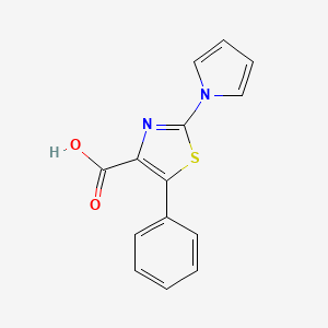 molecular formula C14H10N2O2S B1447854 5-苯基-2-(1H-吡咯-1-基)-1,3-噻唑-4-羧酸 CAS No. 1623083-71-5