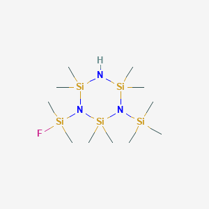 molecular formula C11H34FN3Si5 B14478610 1-[Fluoro(dimethyl)silyl]-2,2,4,4,6,6-hexamethyl-3-(trimethylsilyl)-1,3,5,2,4,6-triazatrisilinane CAS No. 68064-02-8