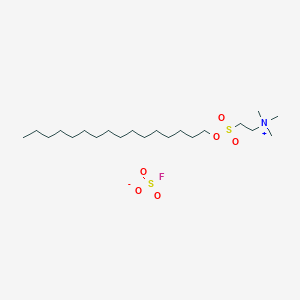 molecular formula C21H46FNO6S2 B14478689 2-[(Hexadecyloxy)sulfonyl]-N,N,N-trimethylethan-1-aminium sulfurofluoridate CAS No. 66143-52-0