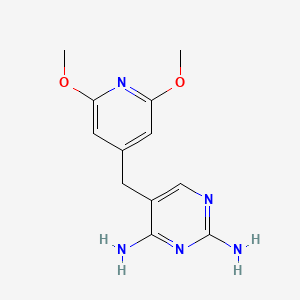 molecular formula C12H15N5O2 B14478697 Pyrimidine, 2,4-diamino-5-((2,6-dimethoxy-4-pyridyl)methyl)- CAS No. 65873-57-6