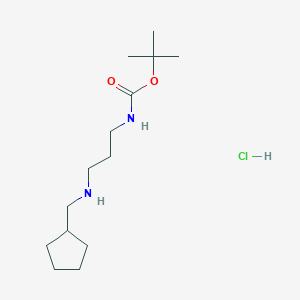 molecular formula C14H29ClN2O2 B1447871 tert-butyl N-{3-[(cyclopentylmethyl)amino]propyl}carbamate hydrochloride CAS No. 1803606-65-6