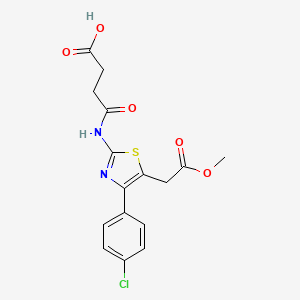 molecular formula C16H15ClN2O5S B14478755 Succinamic acid, N-(5-carboxymethyl-4-(p-chlorophenyl)-2-thiazolyl)-, 5'-methyl ester CAS No. 71013-44-0