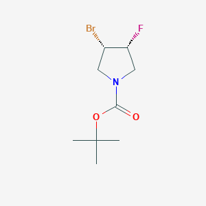 molecular formula C9H15BrFNO2 B1447880 tert-Butyl cis-3-bromo-4-fluoropyrrolidine-1-carboxylate CAS No. 1818847-23-2