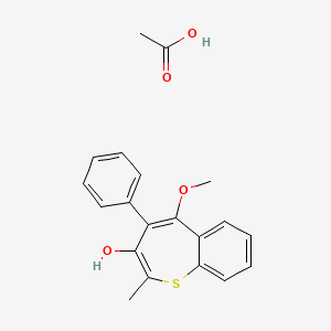 molecular formula C20H20O4S B14478829 Acetic acid;5-methoxy-2-methyl-4-phenyl-1-benzothiepin-3-ol CAS No. 72262-59-0