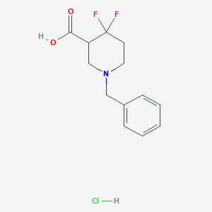 molecular formula C13H16ClF2NO2 B1447883 1-苄基-4,4-二氟哌啶-3-羧酸盐酸盐 CAS No. 1803612-25-0